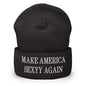 Make America Sexyy Again Embroidered Knit Cuffed Beanie - Dark Grey