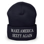 Make America Sexyy Again Embroidered Knit Cuffed Beanie - Navy