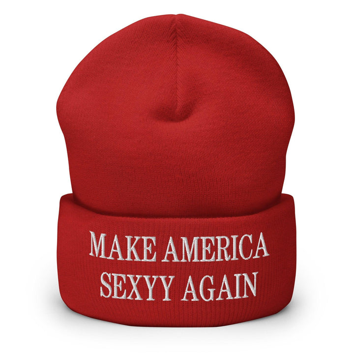 Make America Sexyy Again Embroidered Knit Cuffed Beanie - Red