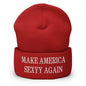 Make America Sexyy Again Embroidered Knit Cuffed Beanie - Red