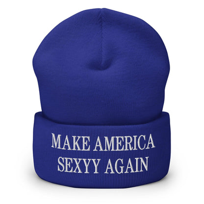 Make America Sexyy Again Embroidered Knit Cuffed Beanie - Royal