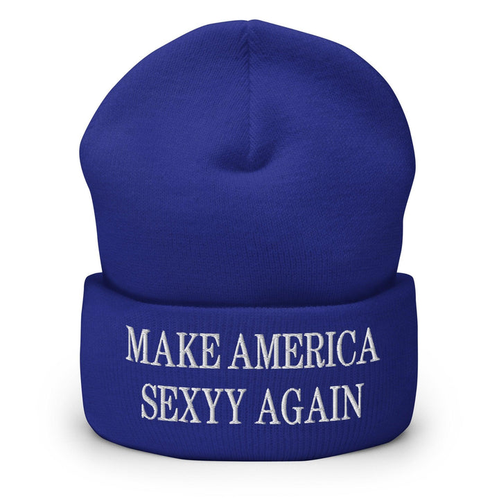Make America Sexyy Again Embroidered Knit Cuffed Beanie - Royal