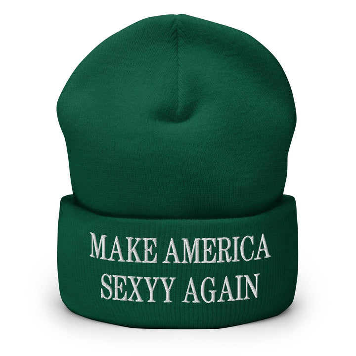 Make America Sexyy Again Embroidered Knit Cuffed Beanie - Spruce