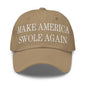 Make America Swole Again Embroidered Dad Hat - Khaki