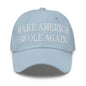 Make America Swole Again Embroidered Dad Hat - Light Blue