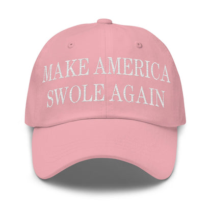Make America Swole Again Embroidered Dad Hat - Pink