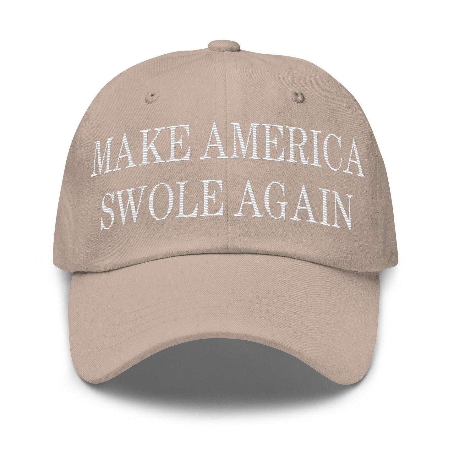 Make America Swole Again Embroidered Dad Hat - Stone