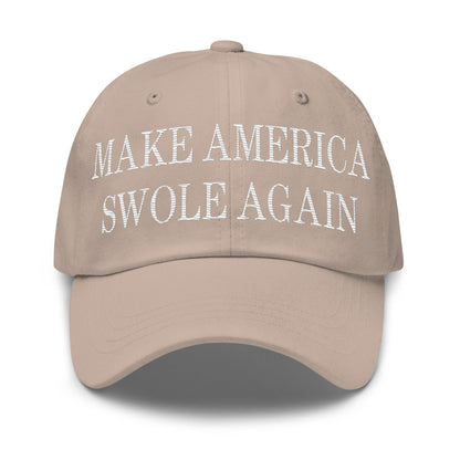 Make America Swole Again Embroidered Dad Hat - Stone
