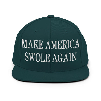 Make America Swole Again Embroidered Flat Bill Brim Snapback Hat - Spruce