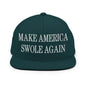Make America Swole Again Embroidered Flat Bill Brim Snapback Hat - Spruce