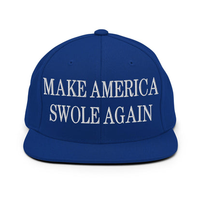 Make America Swole Again Embroidered Flat Bill Brim Snapback Hat - Royal Blue