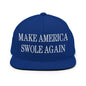 Make America Swole Again Embroidered Flat Bill Brim Snapback Hat - Royal Blue
