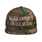 Make America Swole Again Embroidered Flat Bill Brim Snapback Hat - Green Camo