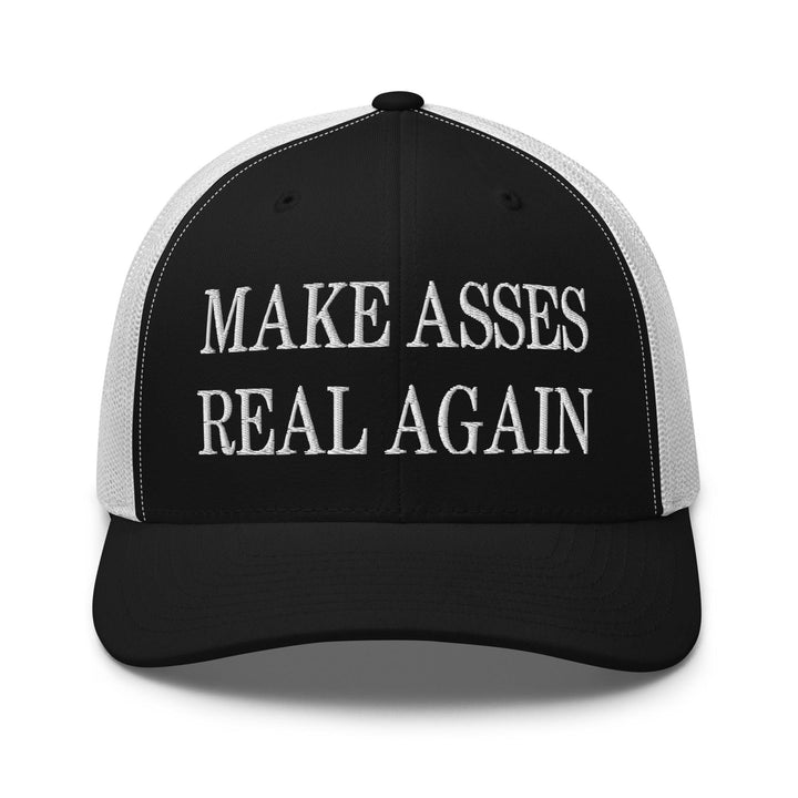 Make Asses Real Again Embroidered Mesh Trucker Hat - Black/ White