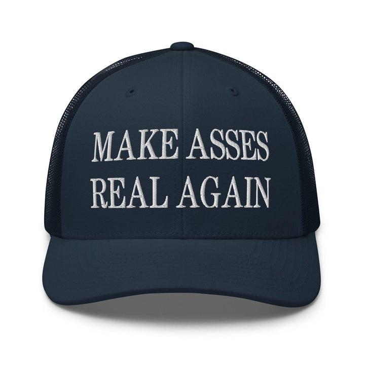 Make Asses Real Again Embroidered Mesh Trucker Hat - Navy