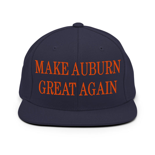 Make Auburn Great Again Embroidered Flat Bill Brim Snapback Hat - Navy