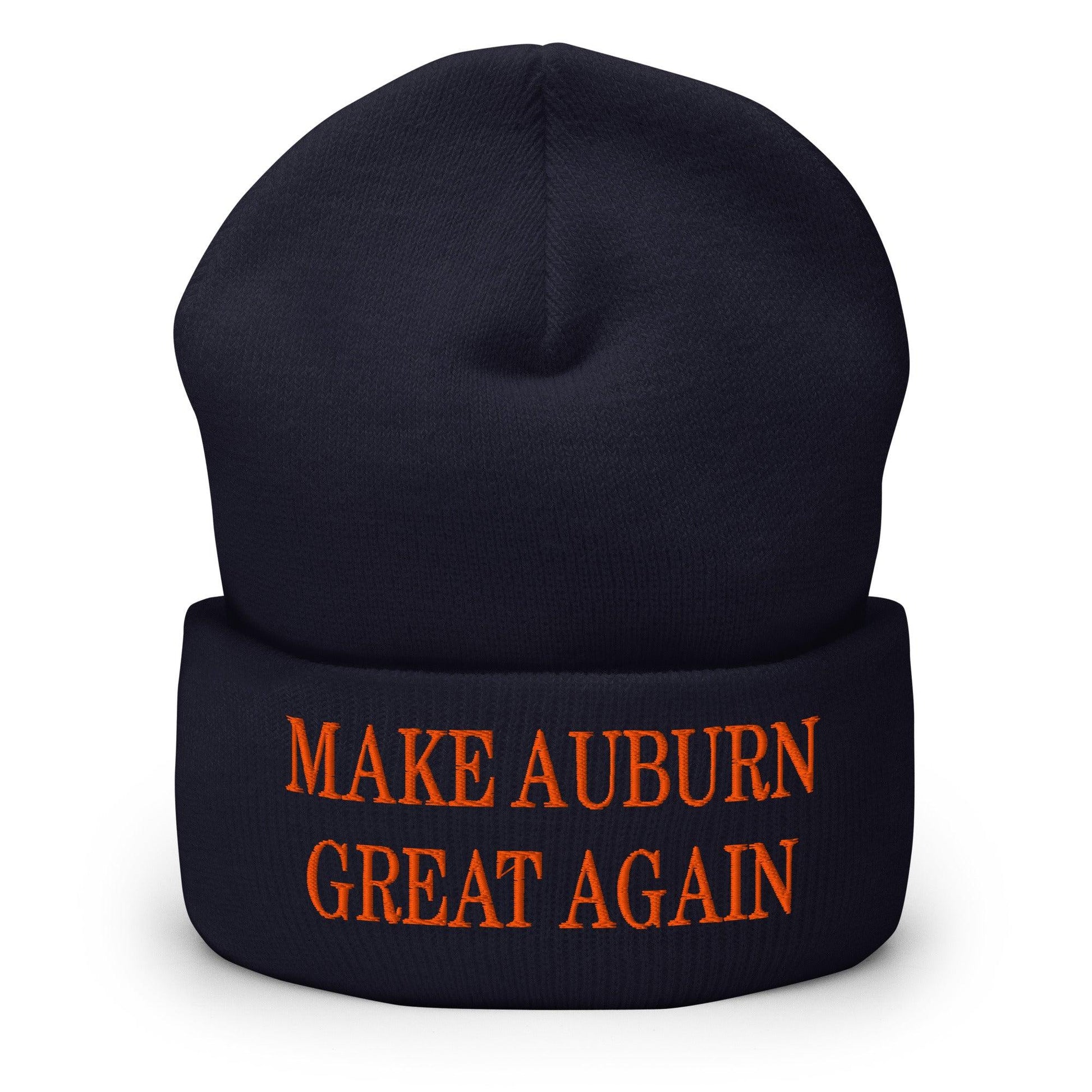 Make Auburn Great Again Embroidered Knit Cuffed Beanie - Navy
