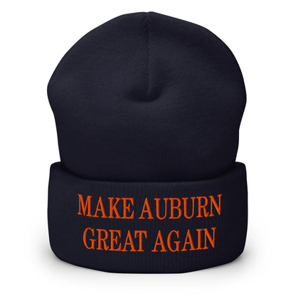 Make Auburn Great Again Embroidered Knit Cuffed Beanie - Navy