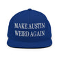Make Austin Weird Again Embroidered Flat Bill Brim Snapback Hat - Royal Blue