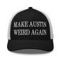 Make Austin Weird Again Embroidered Mesh Trucker Hat - Black/ White