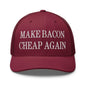Make Bacon It Again Embroidered Mesh Trucker Hat - Cranberry