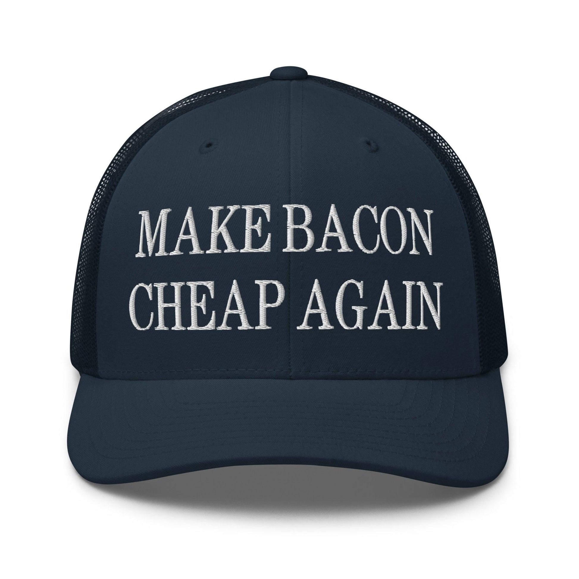 Make Bacon It Again Embroidered Mesh Trucker Hat - Navy