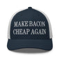 Make Bacon It Again Embroidered Mesh Trucker Hat - Navy/ White
