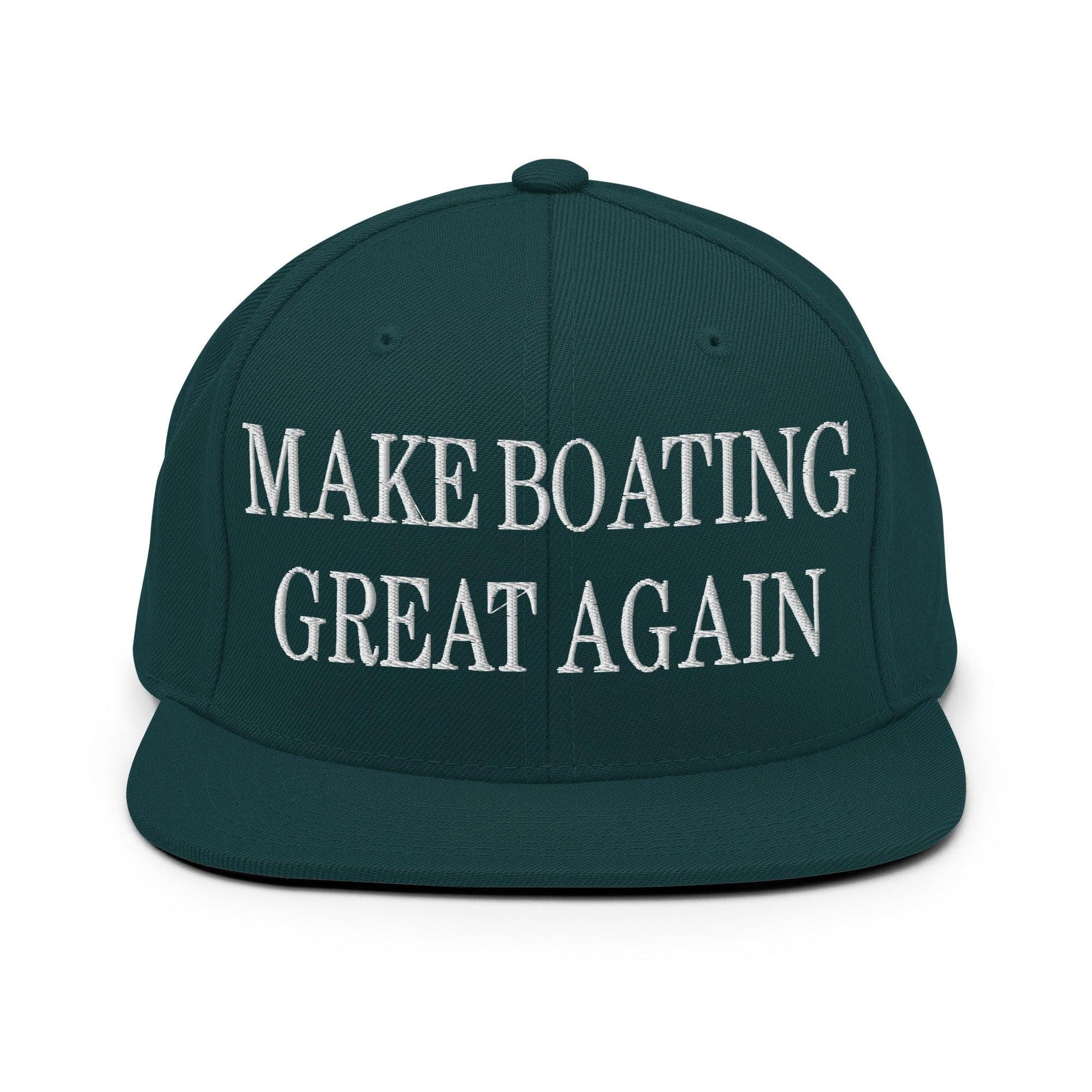 Make Boating Great Again Embroidered Flat Bill Brim Snapback Hat - Spruce