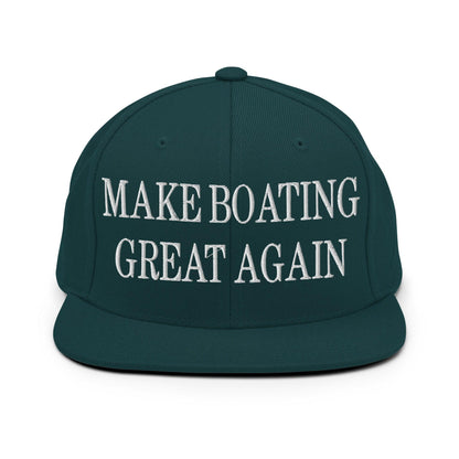 Make Boating Great Again Embroidered Flat Bill Brim Snapback Hat - Spruce