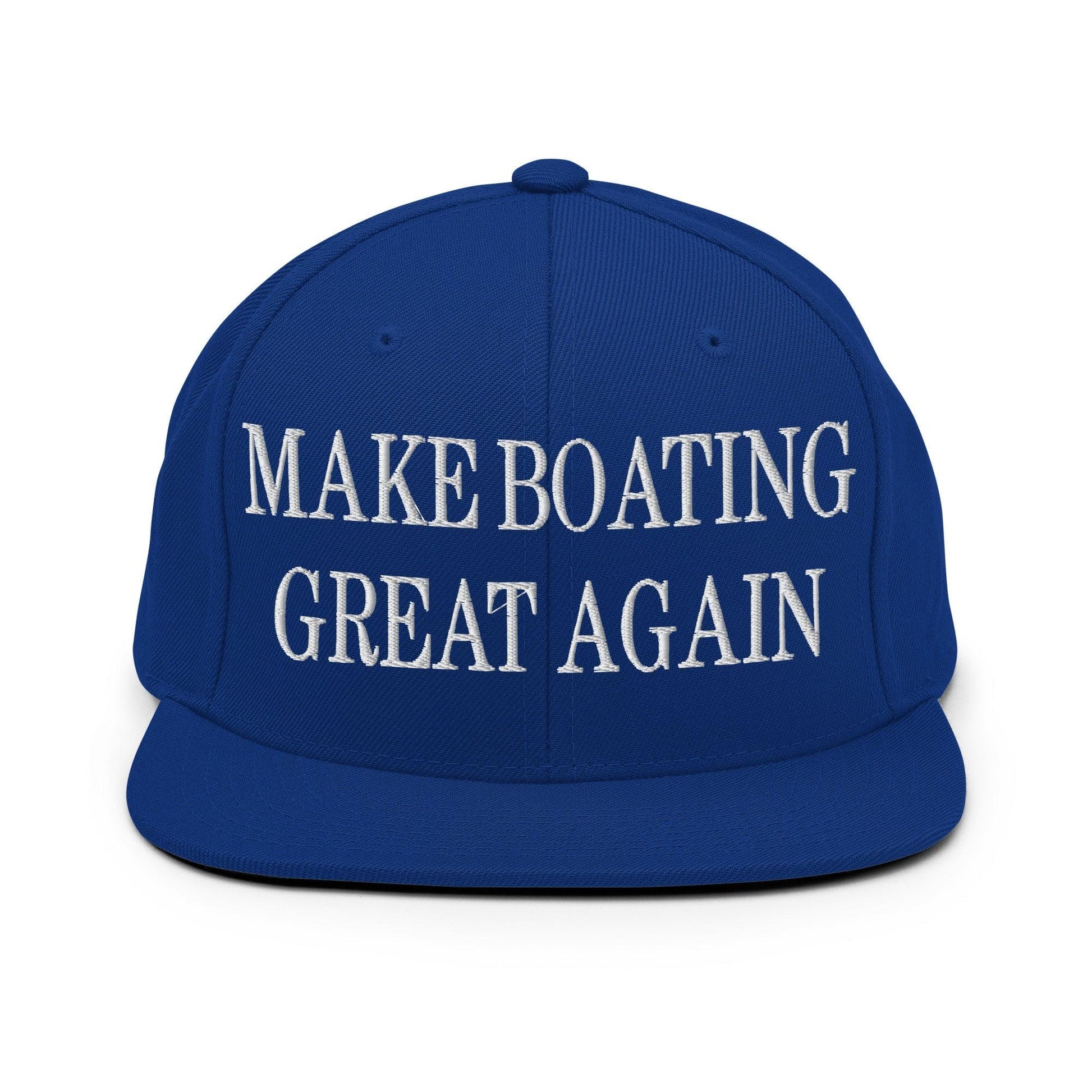 Make Boating Great Again Embroidered Flat Bill Brim Snapback Hat - Royal Blue