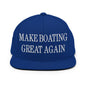 Make Boating Great Again Embroidered Flat Bill Brim Snapback Hat - Royal Blue