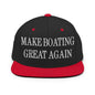 Make Boating Great Again Embroidered Flat Bill Brim Snapback Hat - Black/ Red