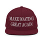 Make Boating Great Again Embroidered Flat Bill Brim Snapback Hat - Maroon