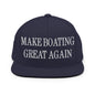 Make Boating Great Again Embroidered Flat Bill Brim Snapback Hat - Navy