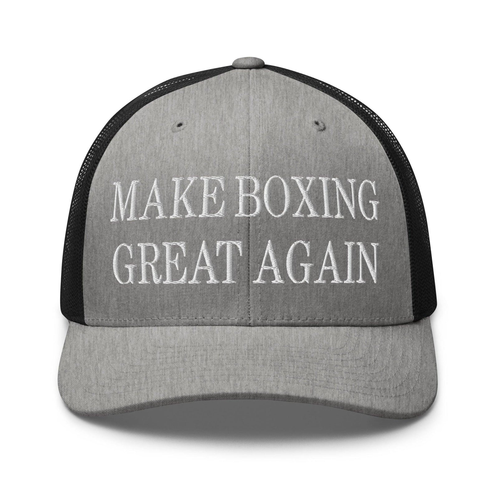 Make Boxing Great Again Embroidered Mesh Trucker Hat - Heather/ Black