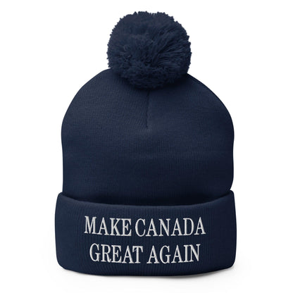 Make C Great Again Embroidered Pom Knit Beanie - Navy