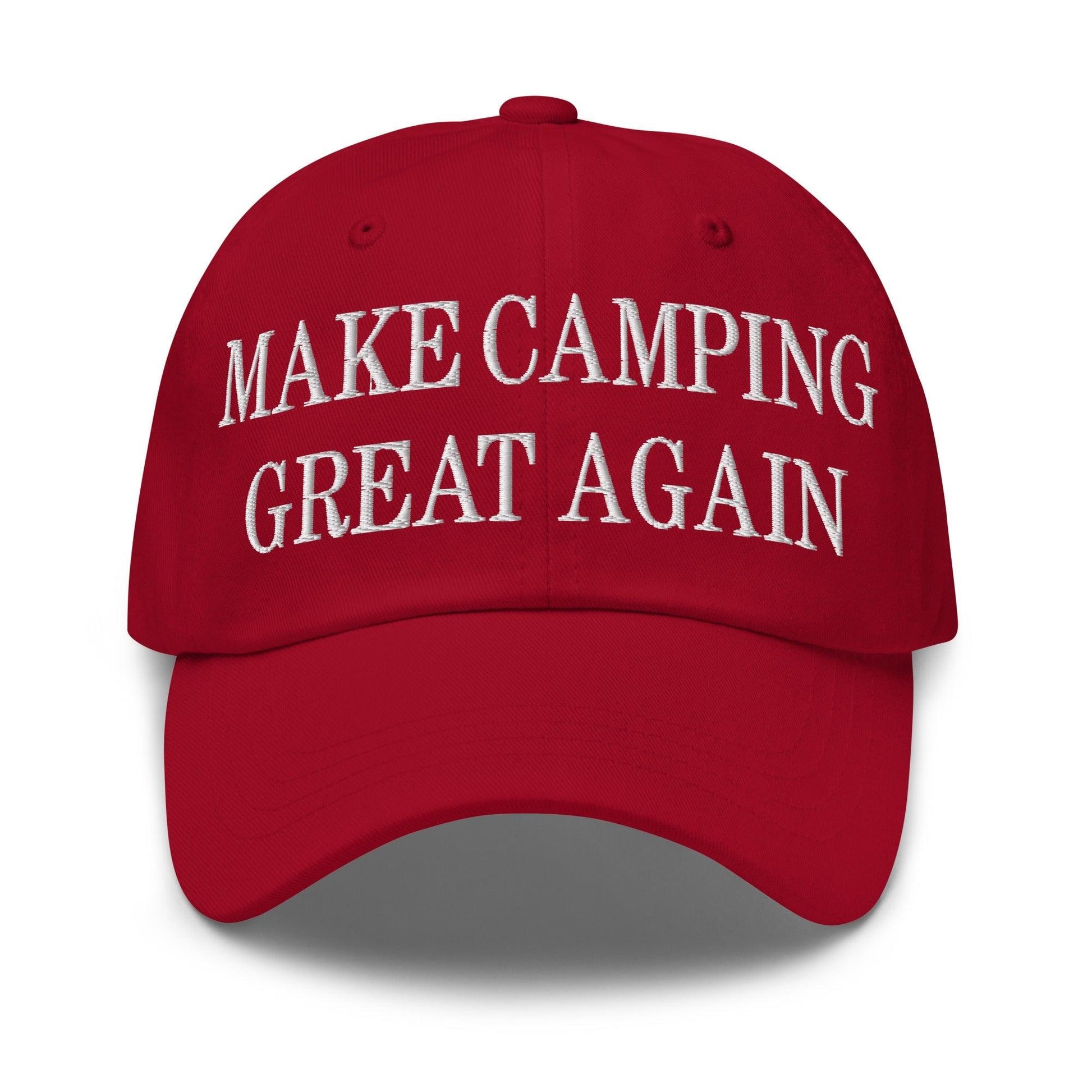 Make Camping Great Again Embroidered Dad Hat - Cranberry