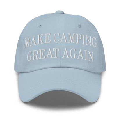 Make Camping Great Again Embroidered Dad Hat - Light Blue