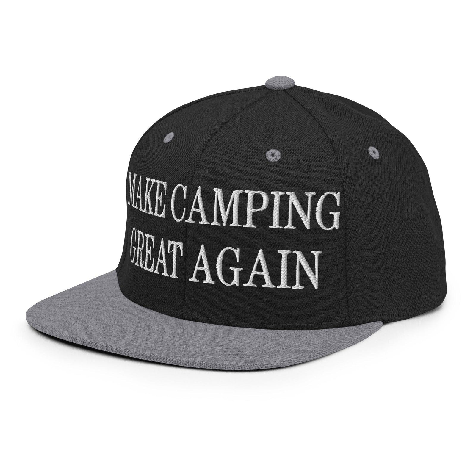 Make Camping Great Again Embroidered Flat Bill Brim Snapback Hat