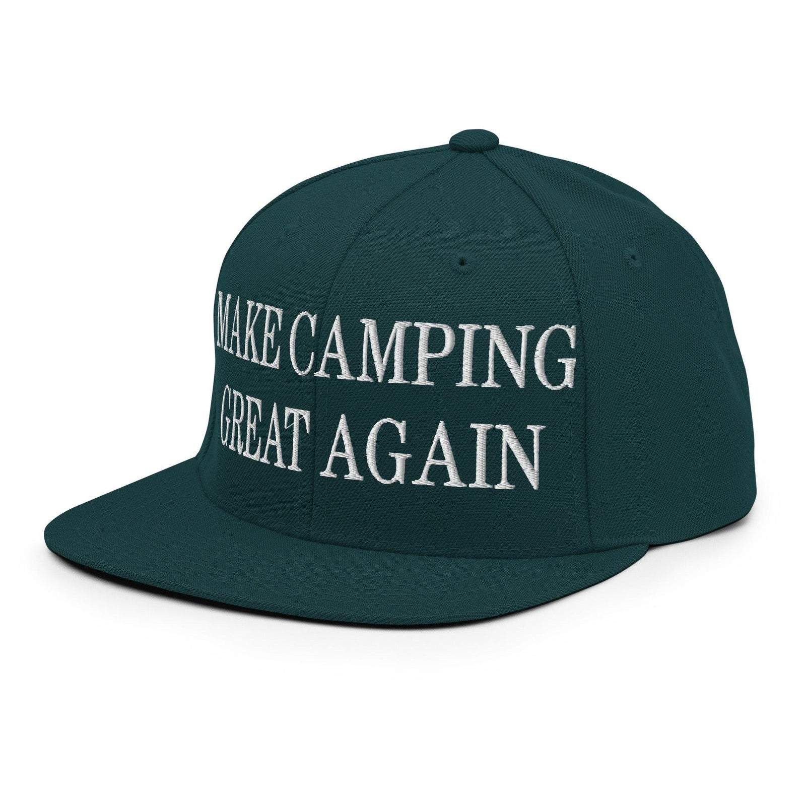 Make Camping Great Again Embroidered Flat Bill Brim Snapback Hat