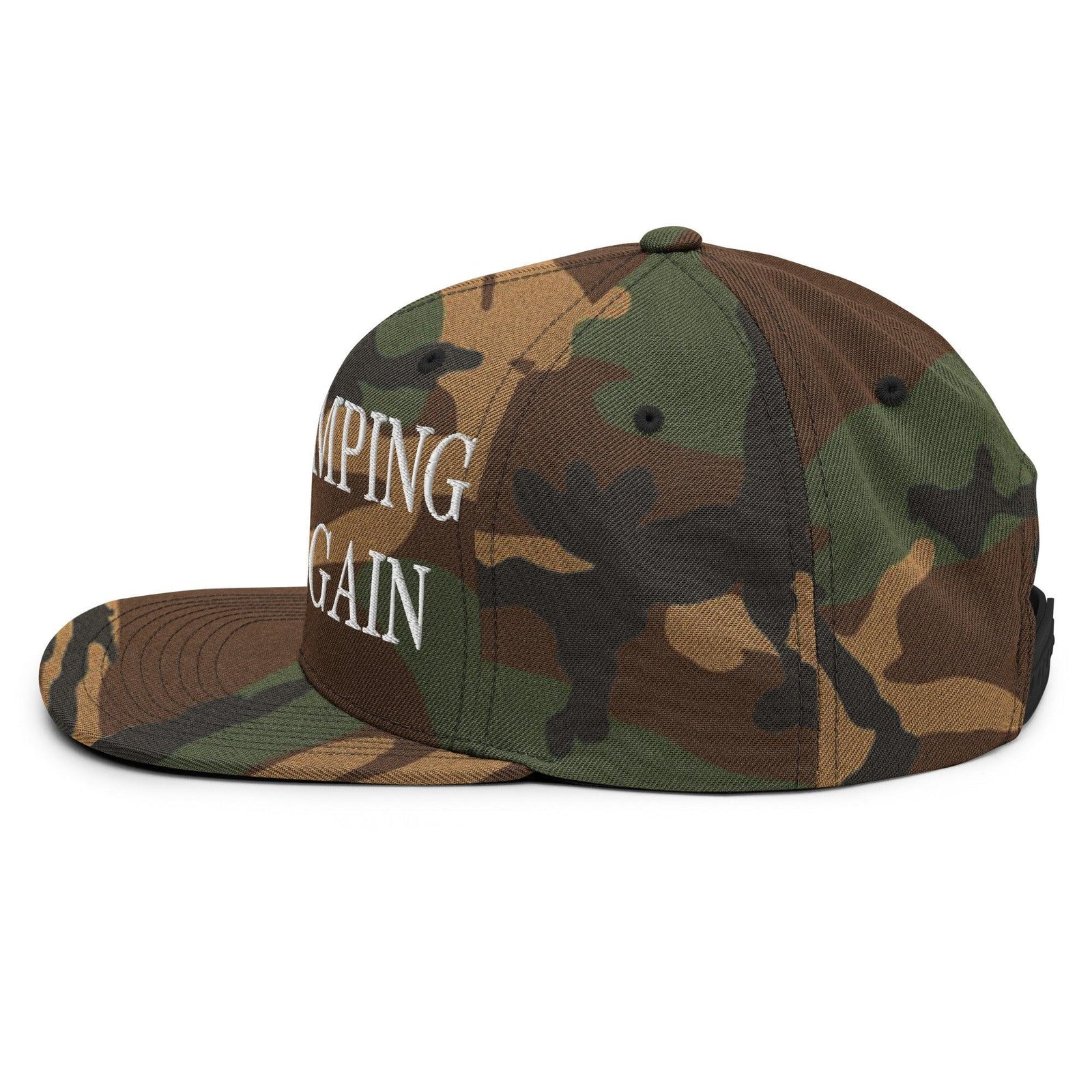 Make Camping Great Again Embroidered Flat Bill Brim Snapback Hat
