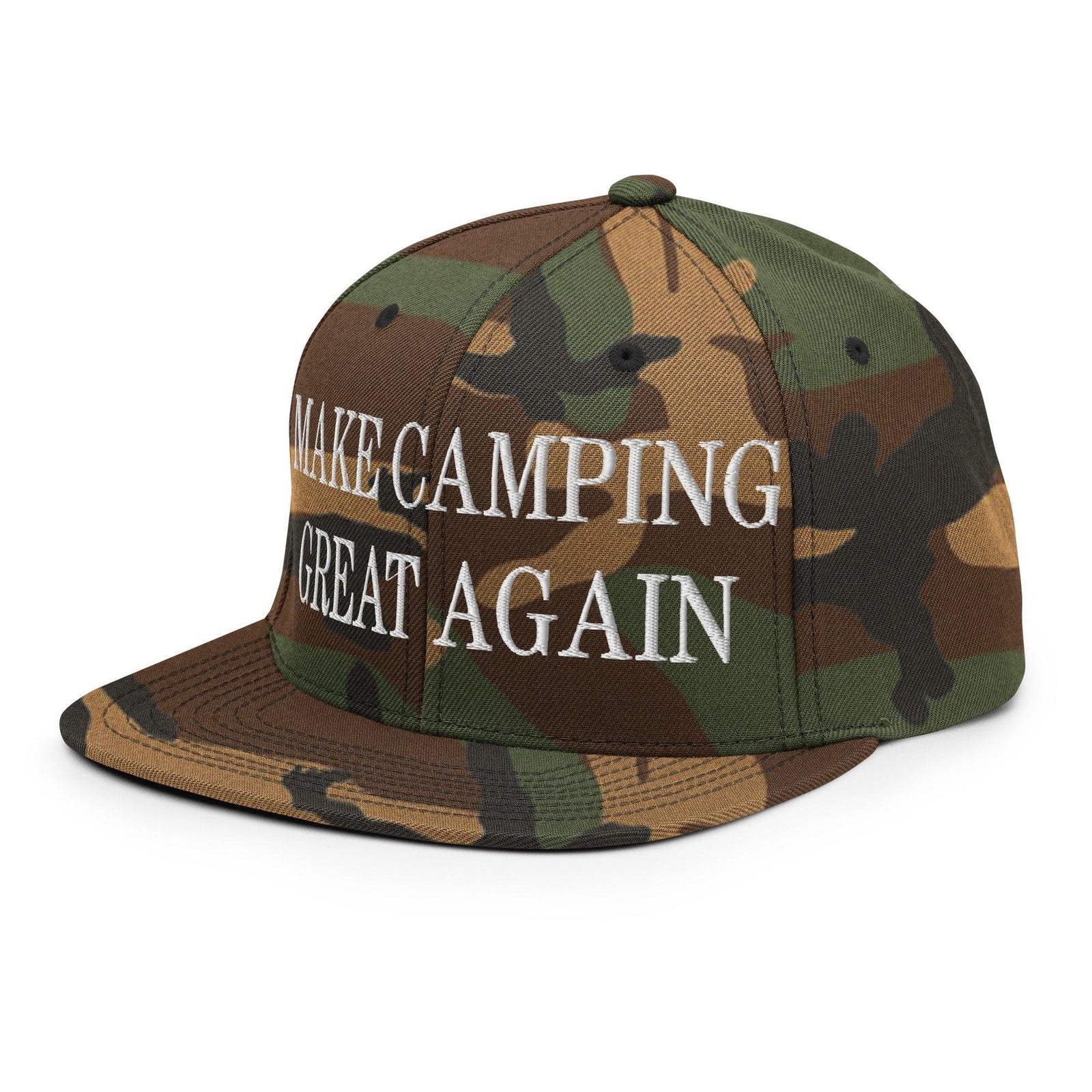 Make Camping Great Again Embroidered Flat Bill Brim Snapback Hat