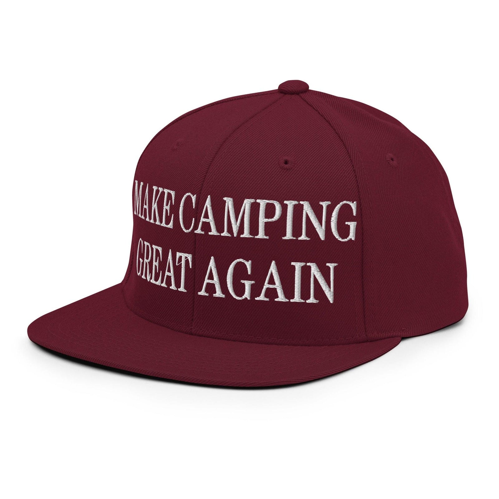 Make Camping Great Again Embroidered Flat Bill Brim Snapback Hat