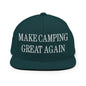 Make Camping Great Again Embroidered Flat Bill Brim Snapback Hat - Spruce