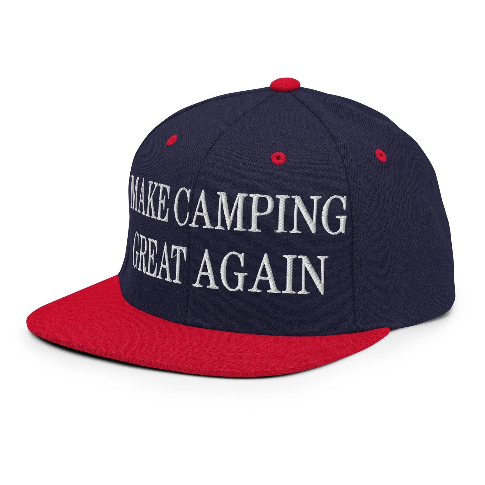 Make Camping Great Again Embroidered Flat Bill Brim Snapback Hat