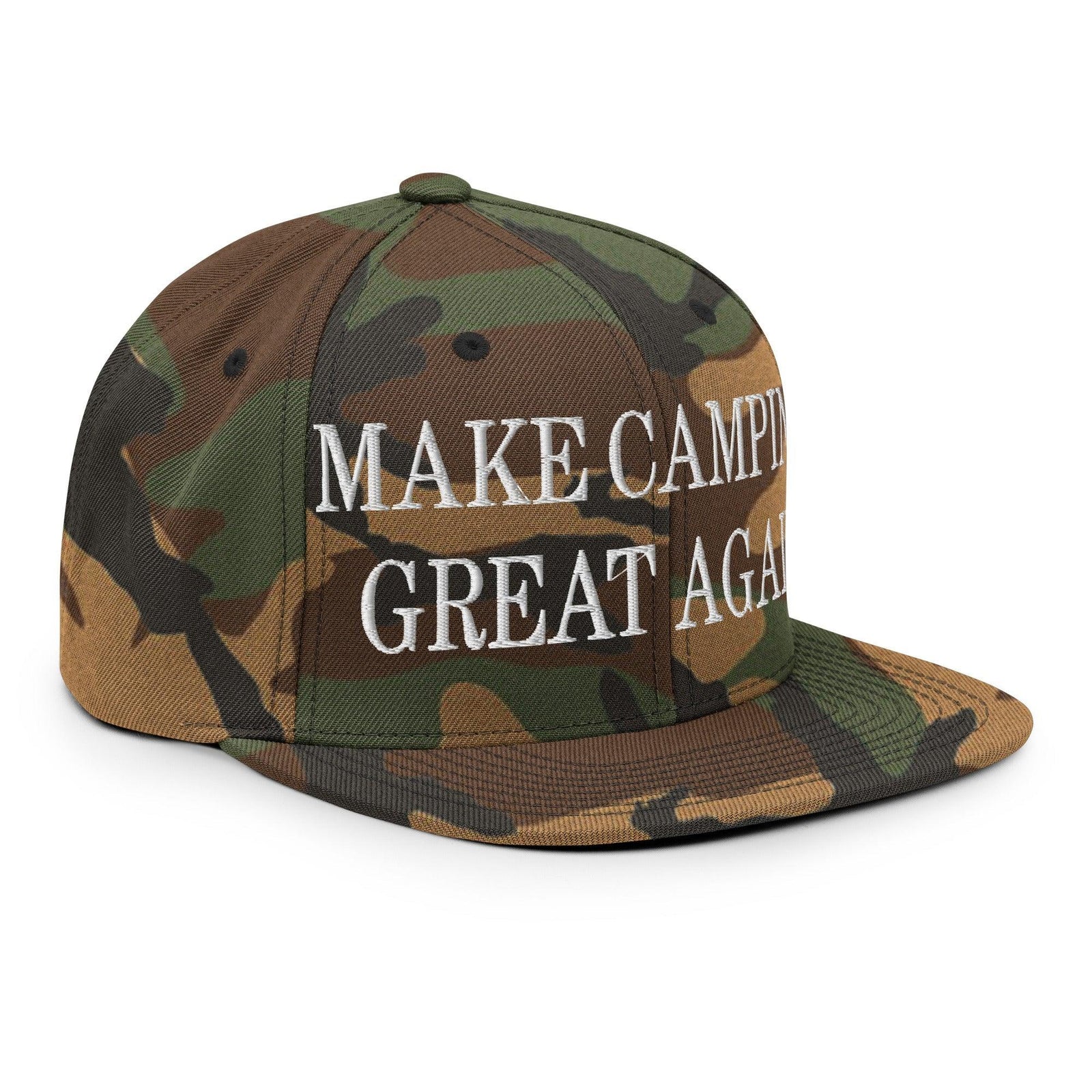Make Camping Great Again Embroidered Flat Bill Brim Snapback Hat