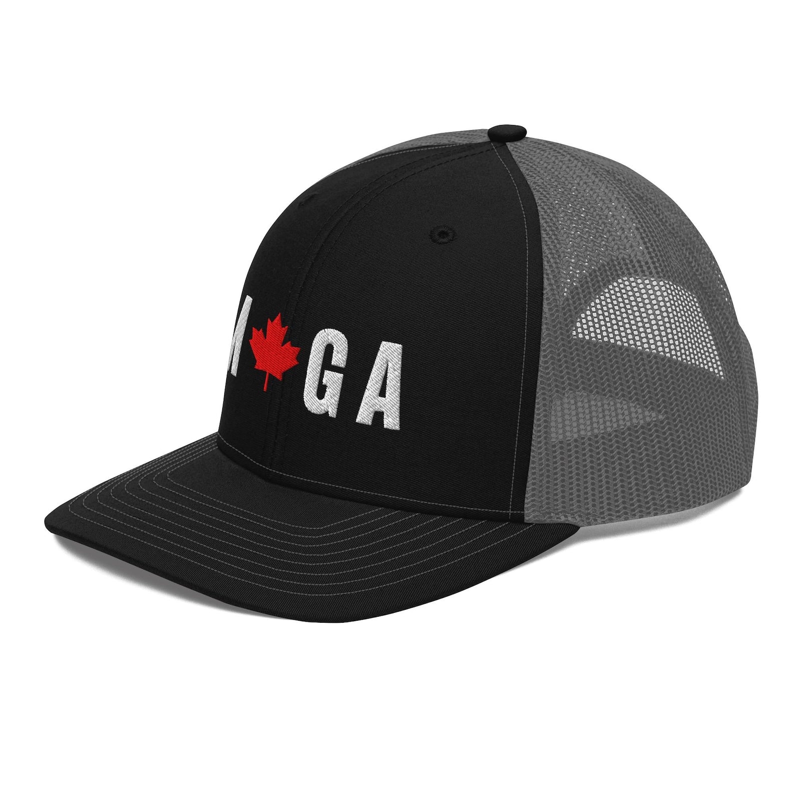 Black and gray trucker cap from Make Canada Great Again Trucker Cap, perfect for custom apparel