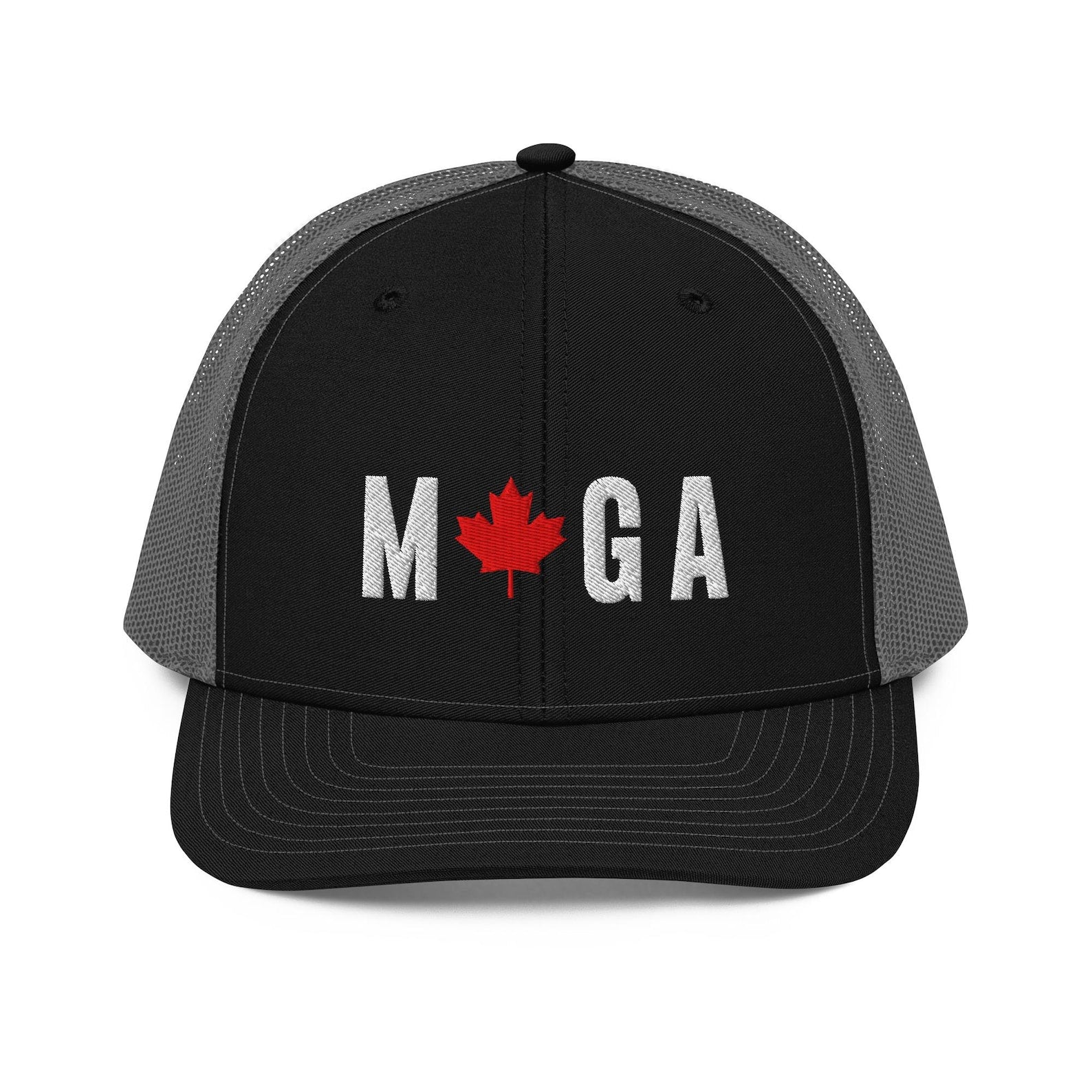 Black and gray trucker cap from Make Canada Great Again custom apparel collection