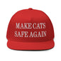 Make Cats Safe Again Embroidered 5 Panel Flat Bill Brim Snapback Hat - Red