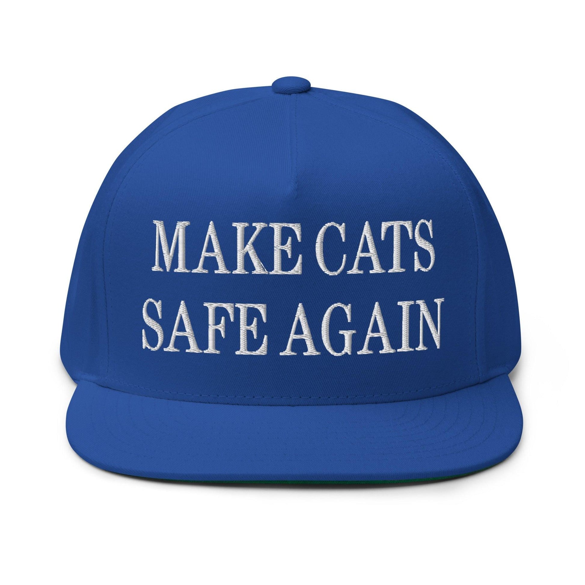 Make Cats Safe Again Embroidered 5 Panel Flat Bill Brim Snapback Hat - Royal Blue